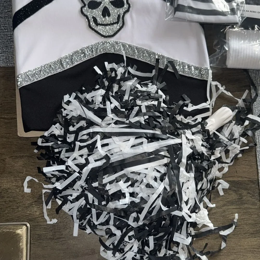 Amscan Black and White Cheerleader Costume Set for Kids Sz XL 14-16